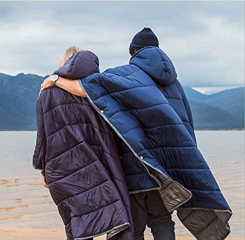 Camp Poncho Sleeping Bag Wearable Hooded Blanket - Envelope Lightweight Therm...