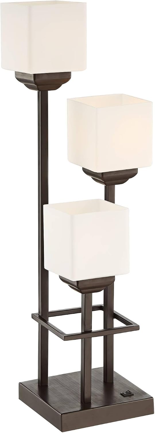29 1/2" Tall Table Lamp USB 3-Light Bronze Brown Accent Modern Glass
