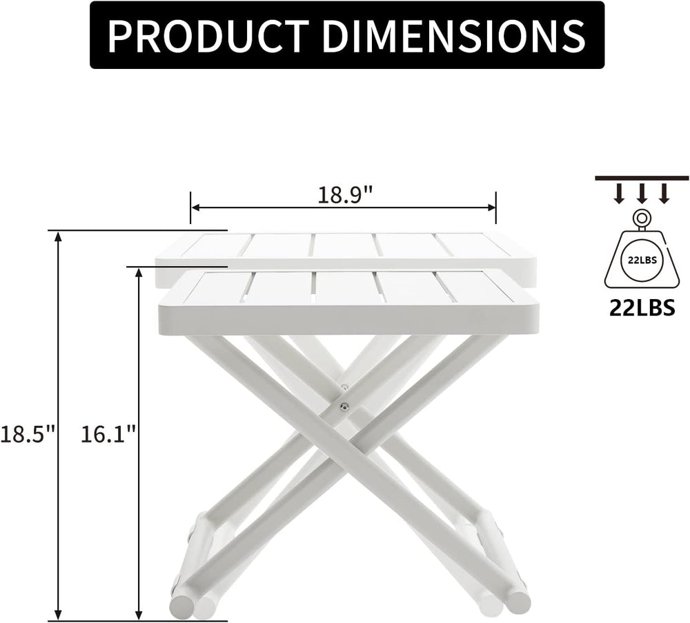 Outdoor Folding Table for Patio Square Side Table for Camping and Picnics