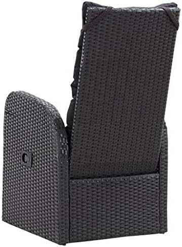vidaXL Reclining Patio Chairs 2 pcs with Cushions Poly Rattan Black