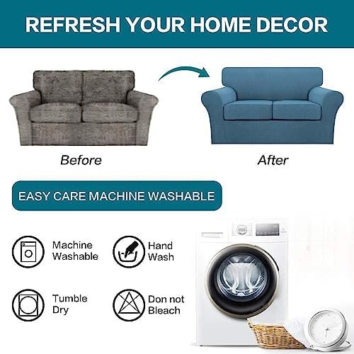 Turquoize 3 Piece Sofa Covers For 2 Cushion Couch Sofa Slipcover Soft Couch C...