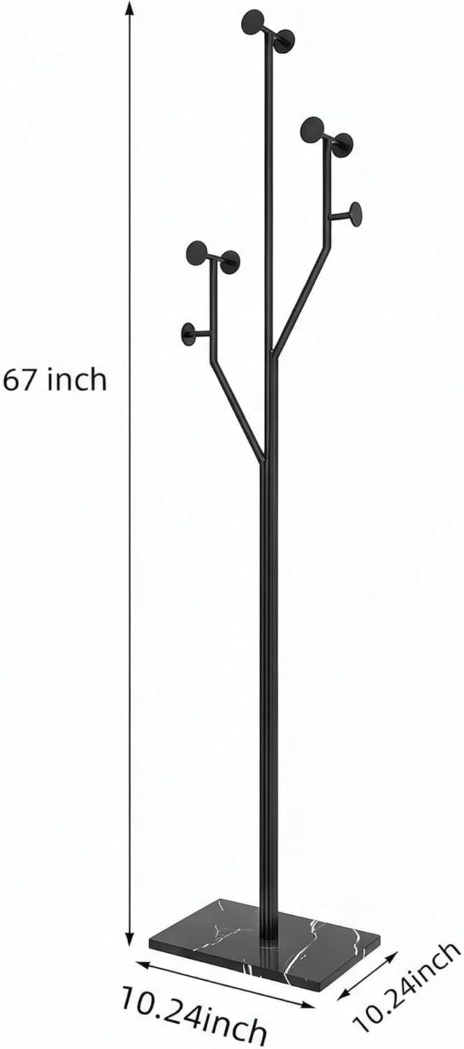 Modern Black Coat Racks Freestanding with 8 Hooks, Coat Tree for Entryway