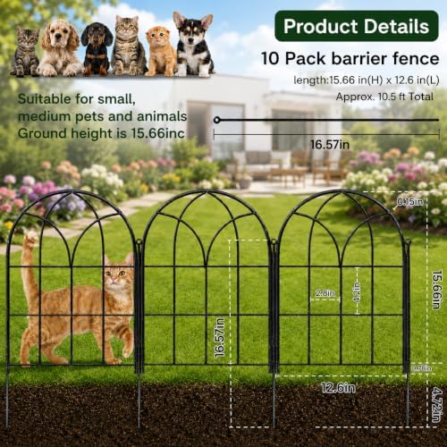 Decorative Garden Fence,10.5 ftx 15.66"H Rustproof No Dig Flower Bed Border