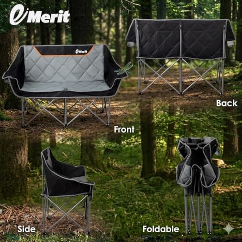 EMERIT Oversized Fully Padded Camping Chair, Heavy Duty 650LB Folding Camping...