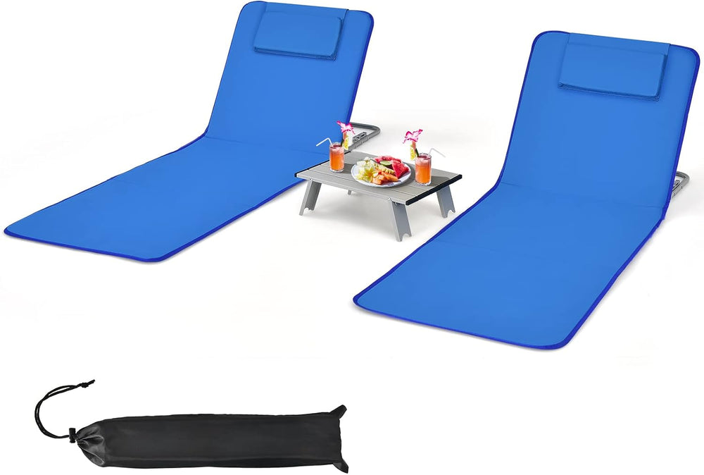 Tangkula 3 Pieces Beach Chairs for Adults, Lightweight Lawn Lounge Chairs wit...