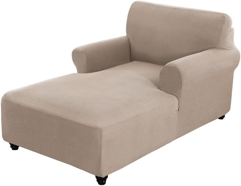 Chaise Lounge Cover Stretch Sofa Chaise Chair Cover with Armrests
