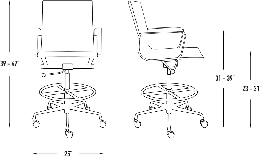 Laura Davidson Furniture SOHO II Ribbed Drafting Chair for Standing Desks, St...