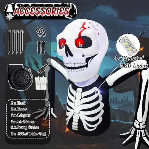 7 FT Halloween Inflatables Skeleton Decoration,Large Skeleton Halloween Decor...