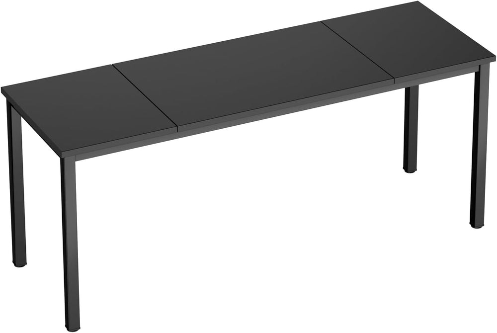 DlandHome 71 inches Large Computer Desk, Black, Metal Frame, 23.6 in Wide