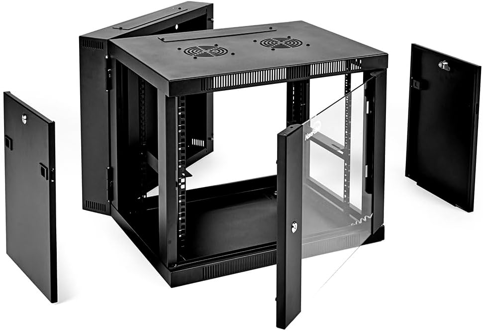 NavePoint 9U Wall Mount Cabinet with Hinged Back - 25.5” Deep, Server Rack En...