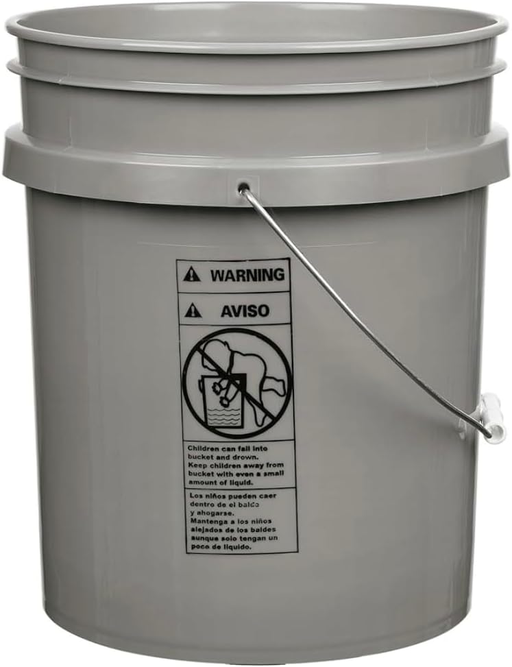 House Naturals 5 Gallon Food Grade BPA Free Made in USA Pails Gray Bucket wit...