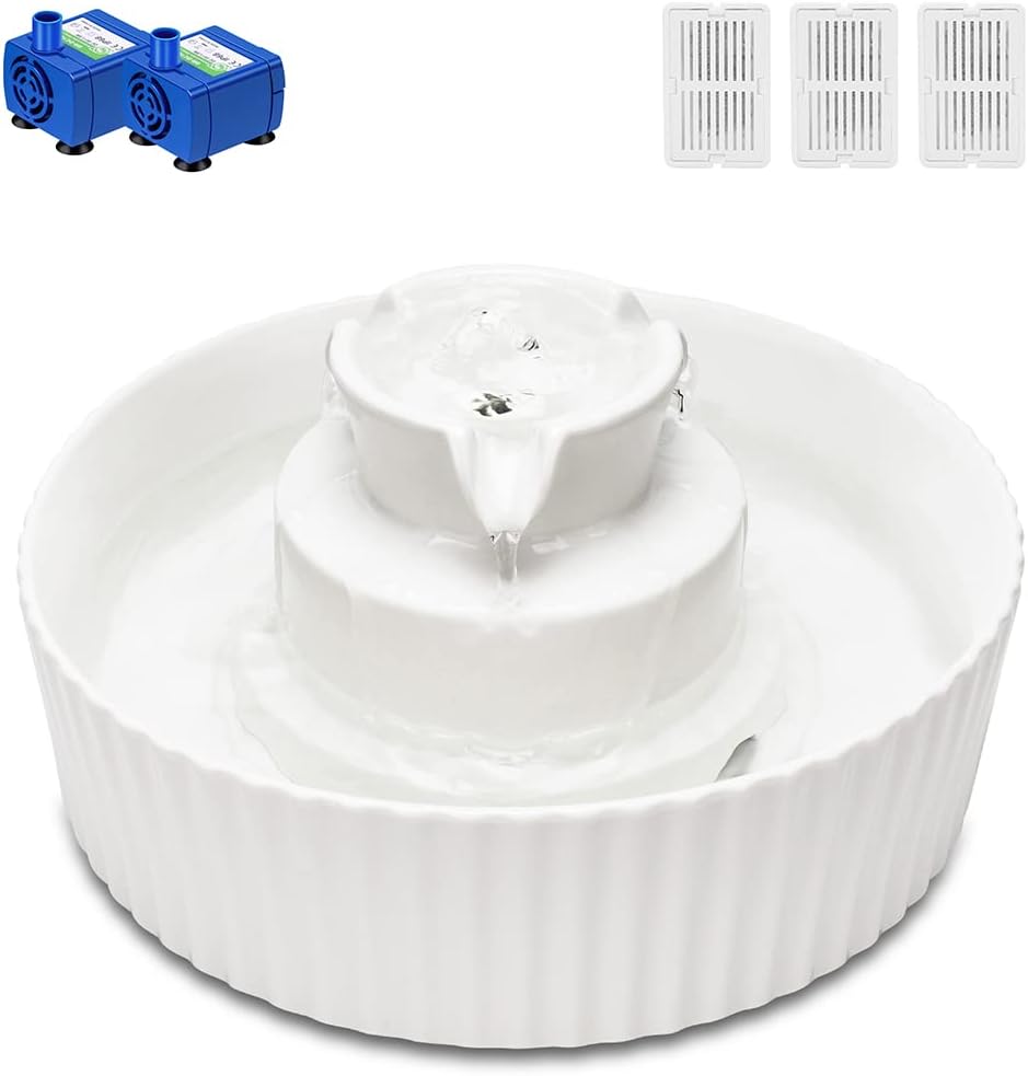 Wonder Creature Ceramic Cat Water Fountain, Stable Cupcake Design, 71oz