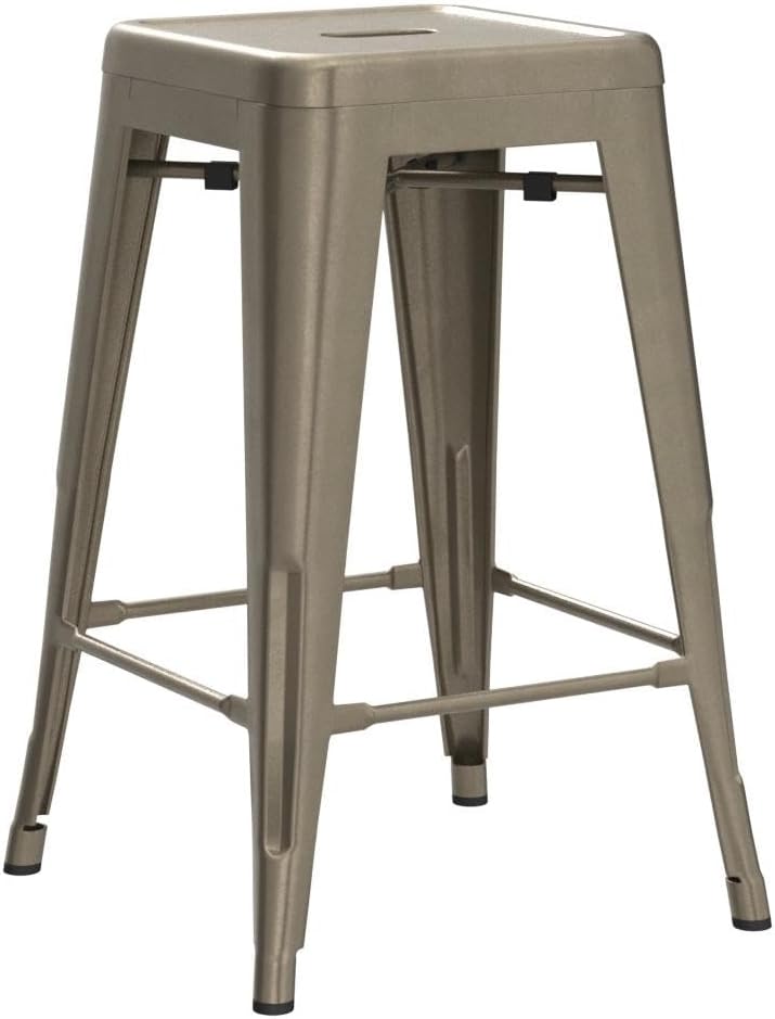 Topeakmart 24 Inch Metal Counter Height Stools Set of 4, Stackable, Metal