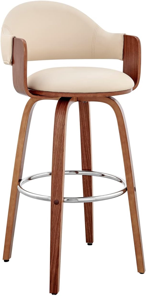 Armen Living Daxton Mid Century Modern Swivel Bar Stool for Kitchen Island Co...