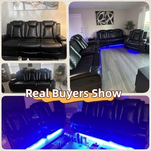 Breathing Leather Power Recliner Sofa Set, 2 Piece Faux Leather Couch and Lov...
