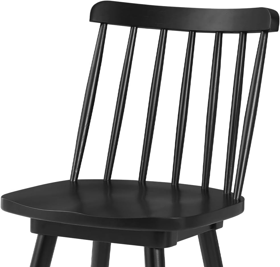 LUE BONA 360° Swivel Bar Stools Set of 2, Black Windsor Barstools, Counter He...