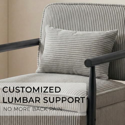 Mid-Century Modern Upholstered Accent Chair with Storage and Lumbar Pillow