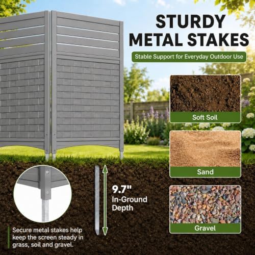ADDOK Outdoor Privacy Screen, 45" H x 22" W Air Conditioner Fence, ...