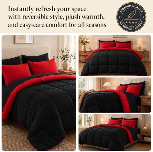 Anluoer Queen Comforter Set 7 Piece, Soft Bed in a Bag Queen Bedding Sets