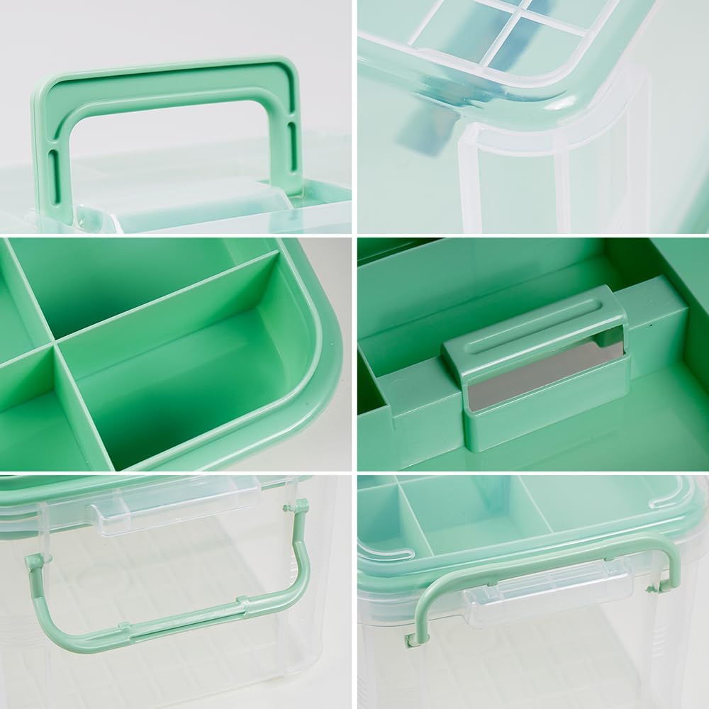 15qt Medicine Organizer - Plastic Portable Storage Box with Handle Green