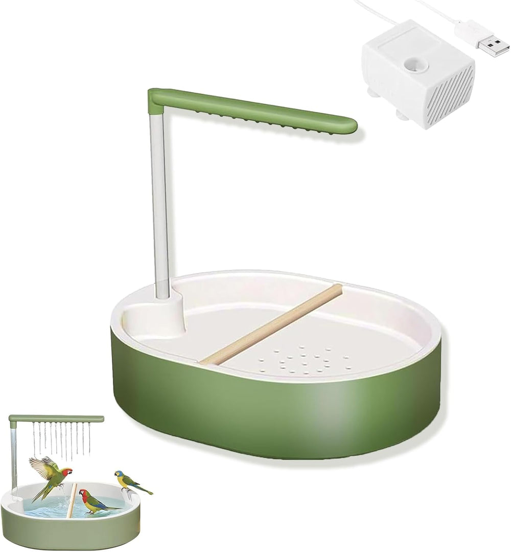 Parrot Shower, Automatic Parakeet Bird Bath with Pump, Large Bird Shower Foun...