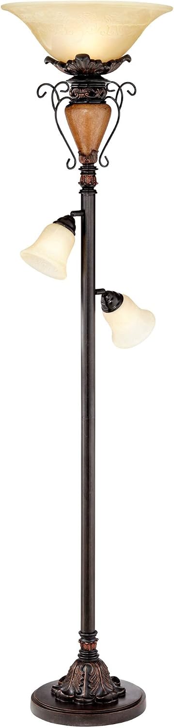 Ludo 72" Tall Bronze Crackle Tree Torchiere Floor Lamp Living Room