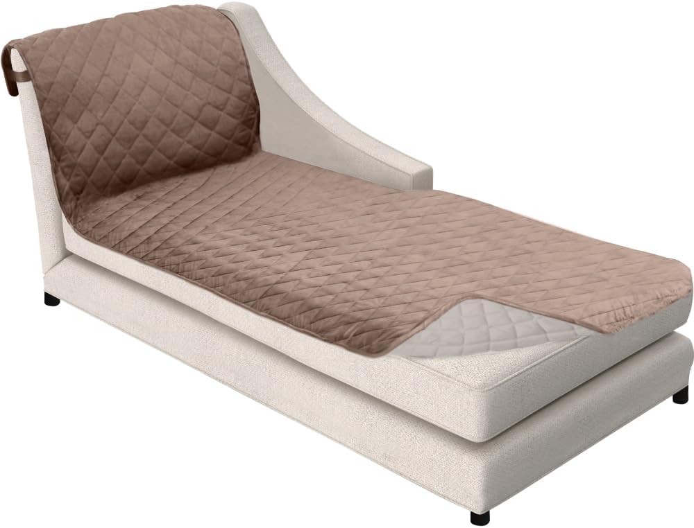 Sofa Shield® Couch Chaise Slip Cover for Dogs with Strap Latte Linen