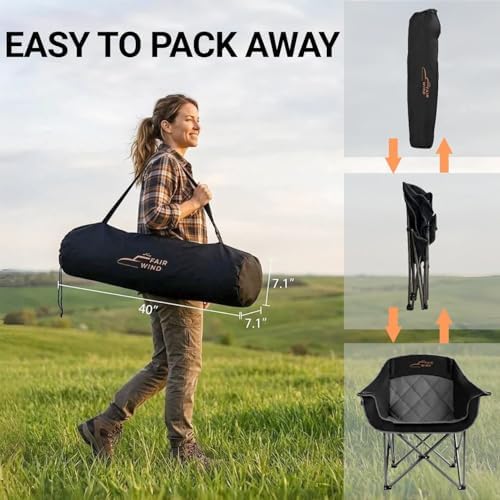 FAIR WIND 2 Pack XL Oversized Padded Camping Chair Heavy Duty for Adults