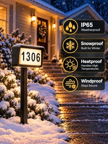Brizled Smart Solar House Numbers, Light Up Address Signs for Outside Yard