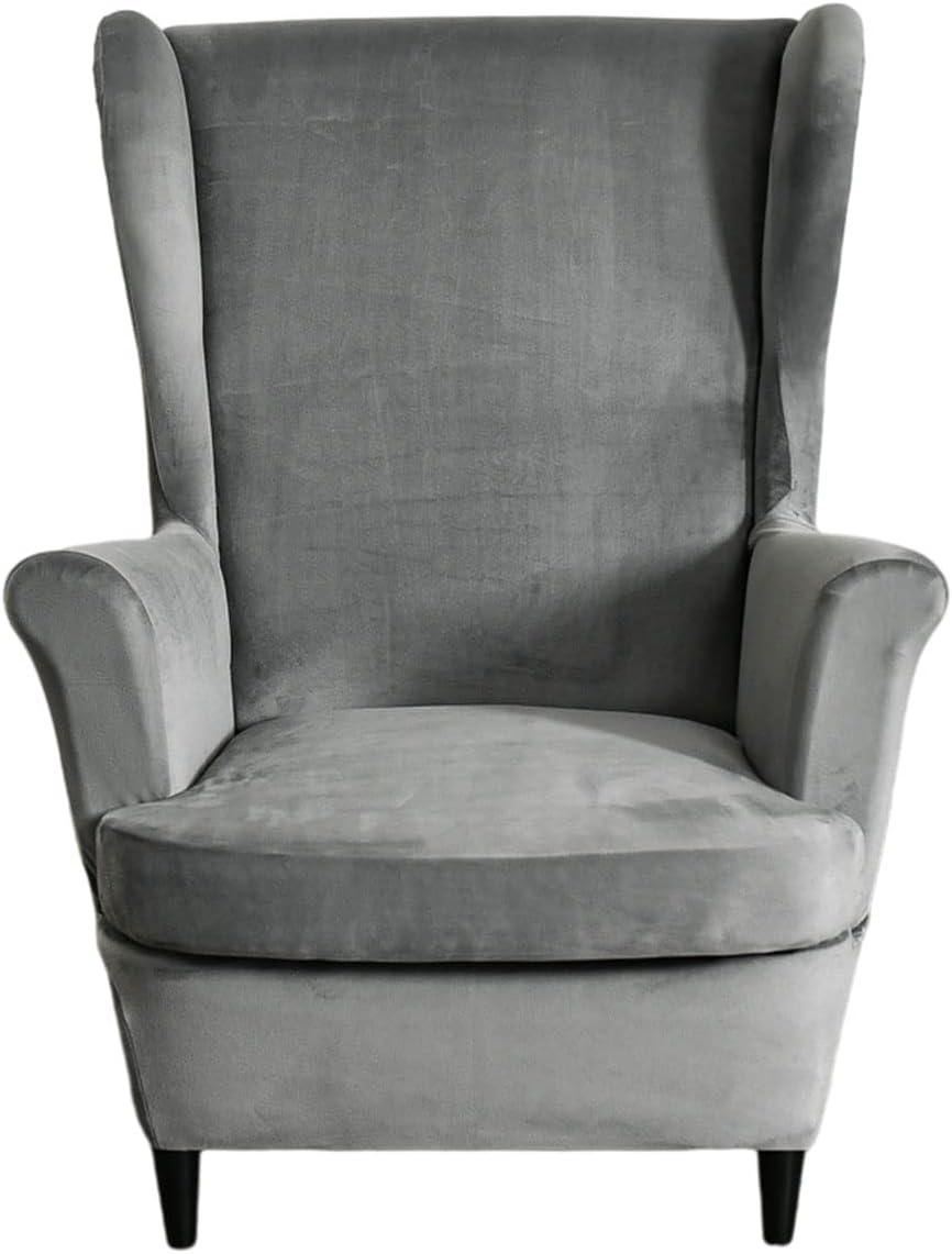 HAOYONG Velvet Wingback Armchair Covers 2-Piece Elastic Stretch Wingback Chai...
