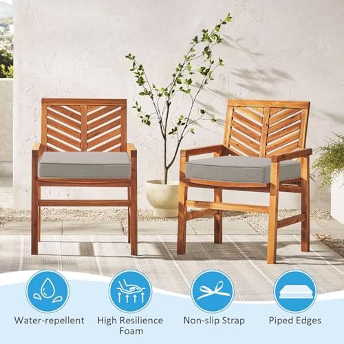 19 x 19 Inch Sunbrella Outdoor Chair Cushions with Tie Straps, Set of 4 Thick...