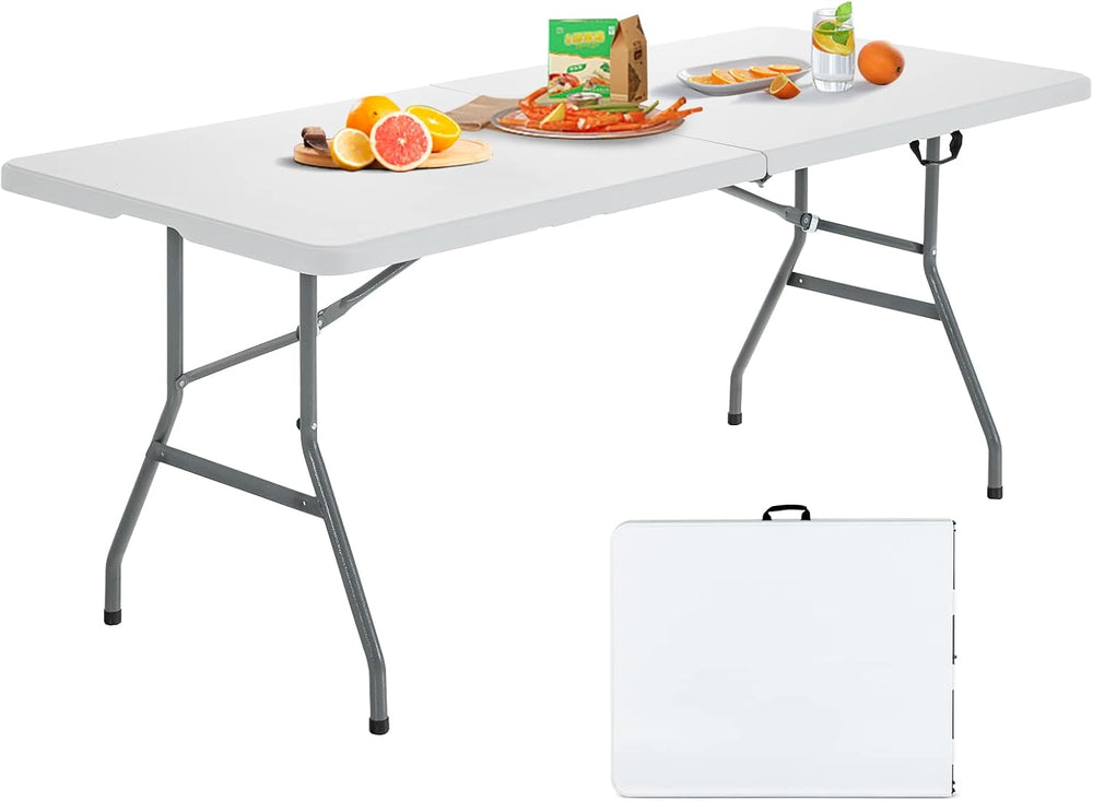 GIANTEX Folding Picnic Table, 6FT Portable Foldable Tables for Party BBQ, Met...