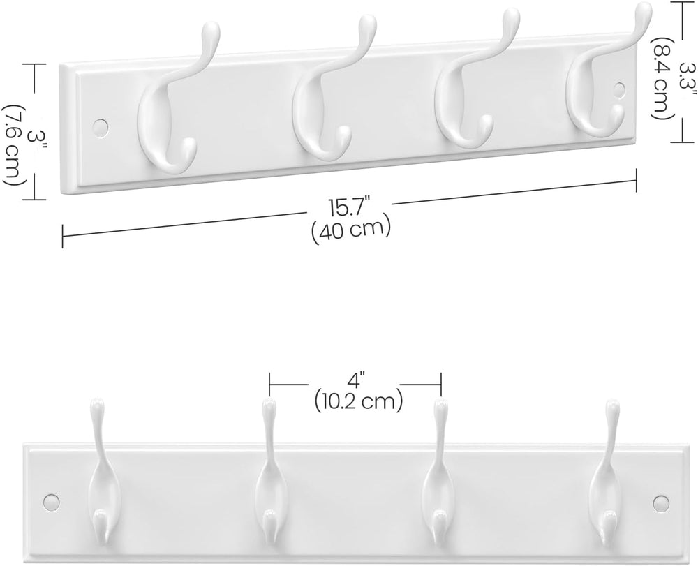 SONGMICS Wall-Mounted Coat Racks, Set of 2, 8 Dual Metal Hooks