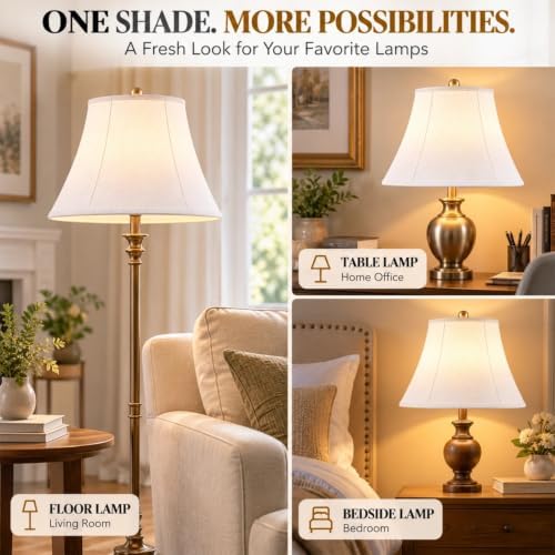 Lamp Shades Set of 2, 8"x13"x10" Large White Lampshades, Drum ...