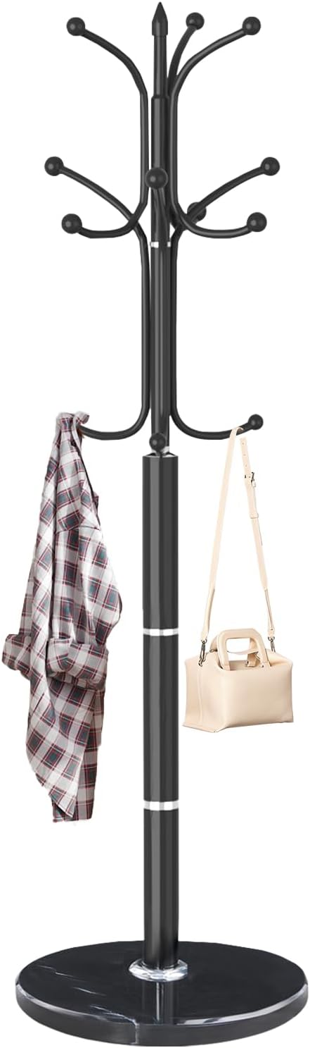 Metal Coat Rack Stand, Modern Freestanding Coat Rack with Natural Marble Base...