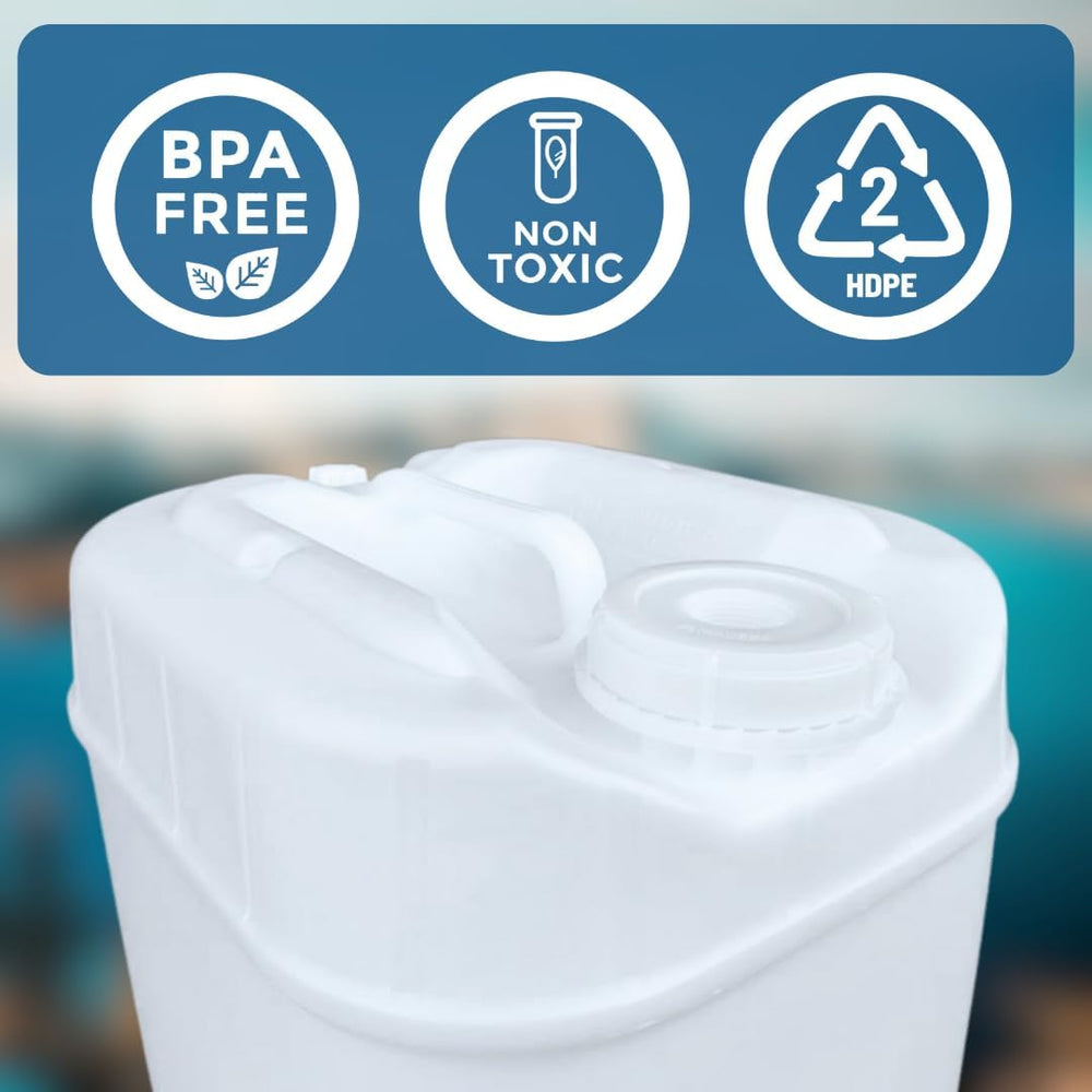 5-Gallon Stackable Water Storage Containers, 5Lids + 1 Spigot, Easy Fill, Sur...