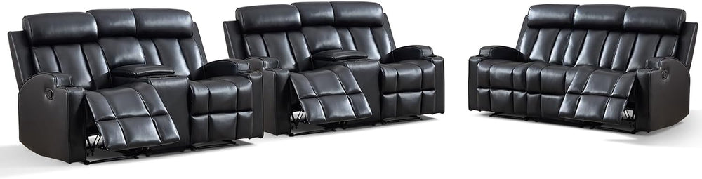 HAOMARKETS 3-Piece Manual Recliner Sofa Set, Included Loveseat Set of 2 with ...