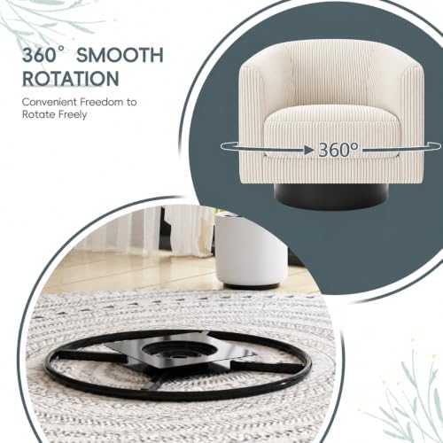 Swivel Accent Chairs, 360 Degree Bucket Chair, Modern Upholstered Barrel Armc...