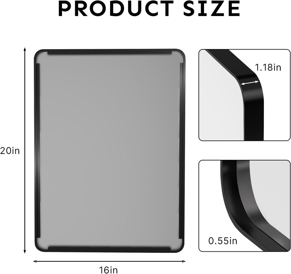 Kosmonia 20"x16" Bathroom Vanity Mirror for Wall Metal Framed Matte...