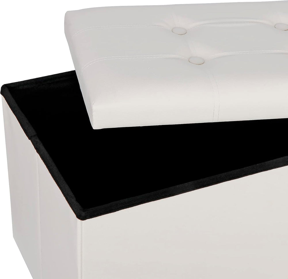 SUPER DEAL Folding Storage Ottoman Bench, Waterproof Faux Leather Ottoman Pad...