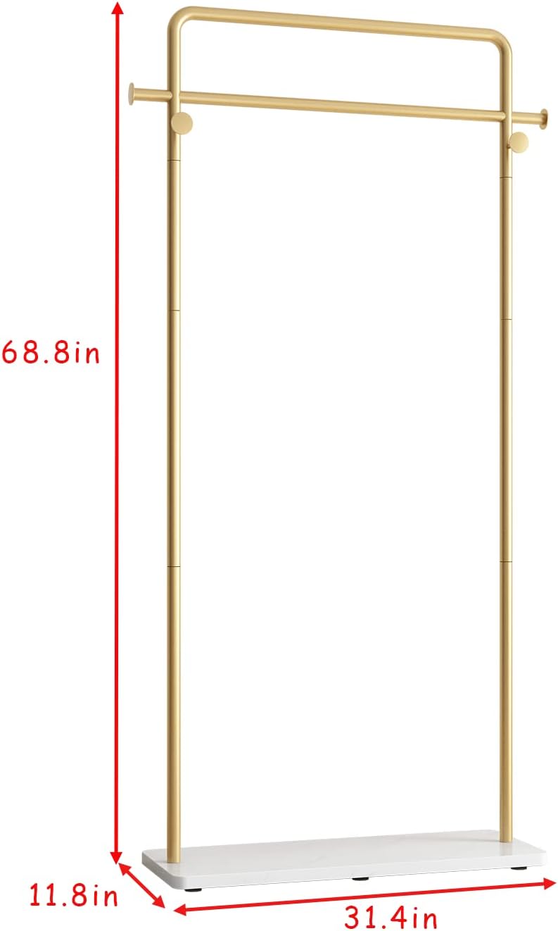 TIEOU Gold Coat Racks with Shelf, Heavy Duty Gold Clothing Racks for Boutique...