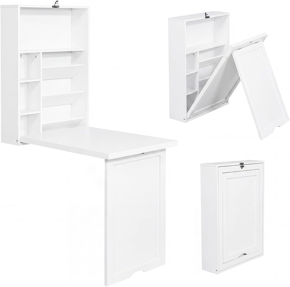 Tangkula Folding Wall Mounted Desk, Convertible Fold Out Floating Table