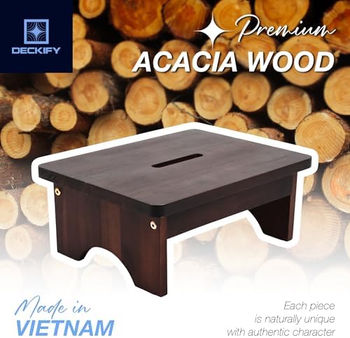 Wooden Step Stool for Adults, Non-Slip, Rich Walnut, 6.5 Inch