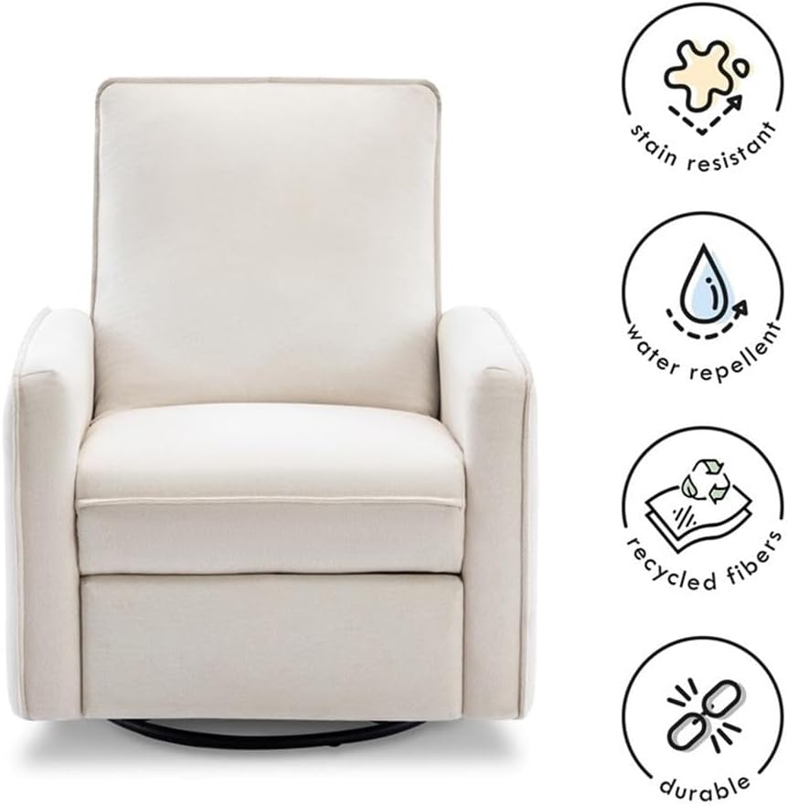 DaVinci Penny Swivel Glider Recliner, Performance Cream Eco-Weave