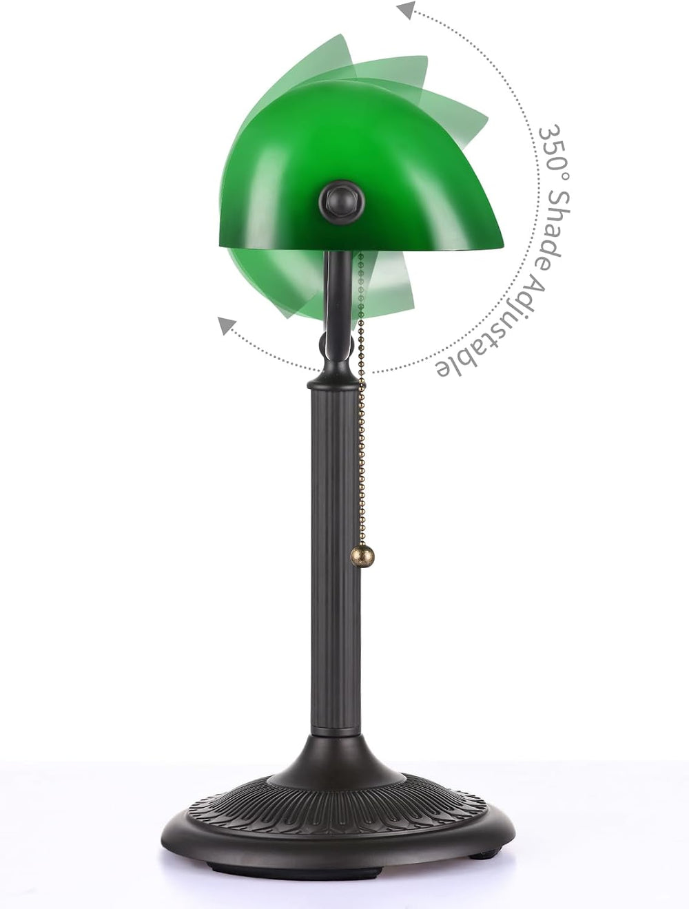 1-Minute Quick-Change Shade Antique Green Glass Bankers Desk Lamp