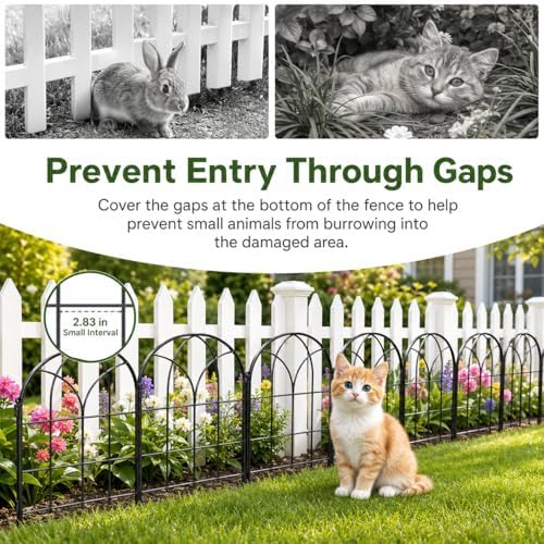 Decorative Garden Fence,10.5 ftx 15.66"H Rustproof No Dig Flower Bed Border