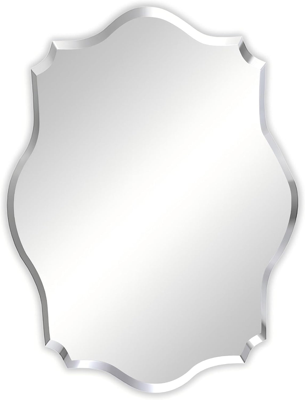 Frameless Scalloped Wall Mirror: Modern Glass Mirror 27.6x19.7 inch