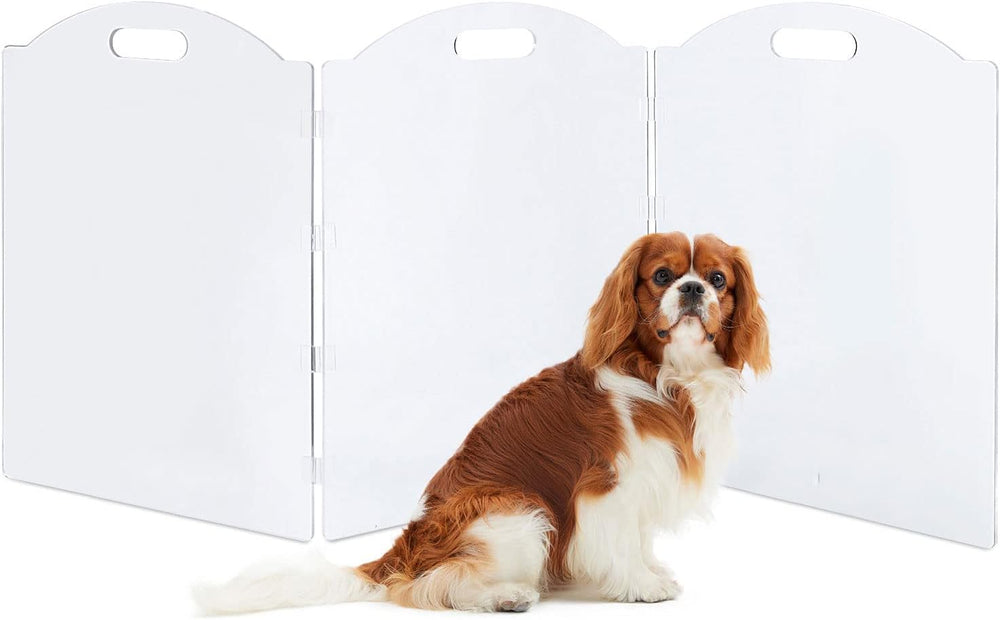 Clear Acrylic Freestanding Dog Gates for the House – Folding 3-Panel Pet Gate...