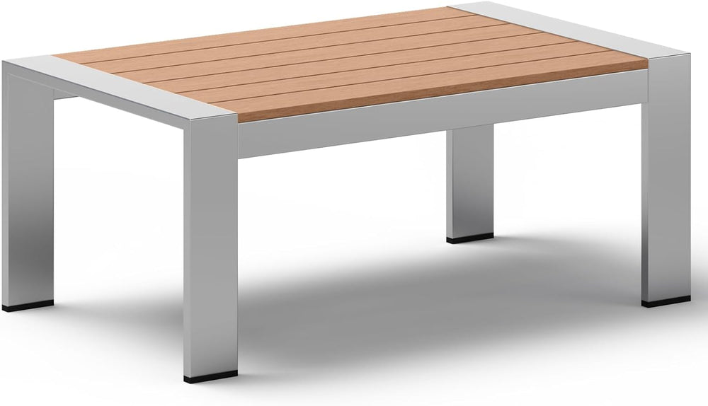 Outdoor Coffee Table, All-Weather Aluminum Patio Coffee Table with HDPS Table...