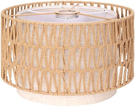 Boho Rattan Lamp Shade, 12.6" Top x 12.6" Bottom x 7.68" High,...